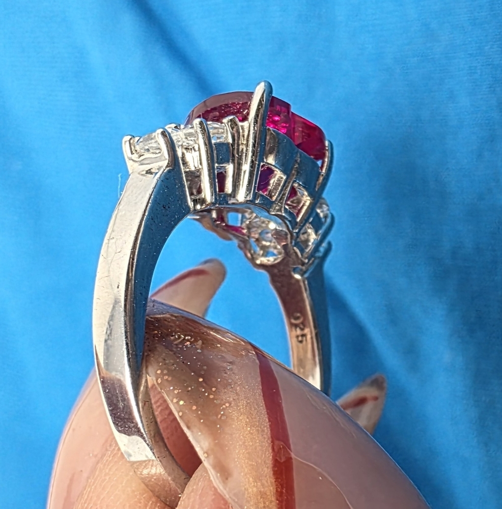 Lab Created Ruby And Diamond Cut Accent Ring, Siz… - image 5